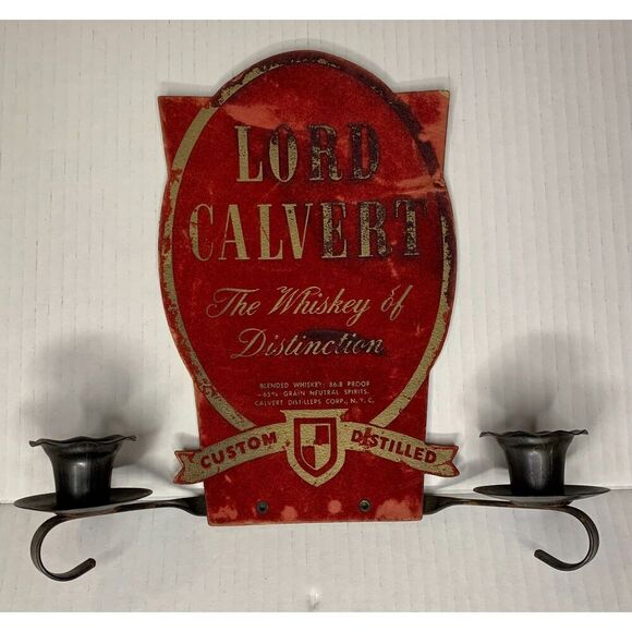 VTG Lord Calvert Candle Liquor Advertisement Sign Canadian Whiskey Bar Display - Picture 1 of 5